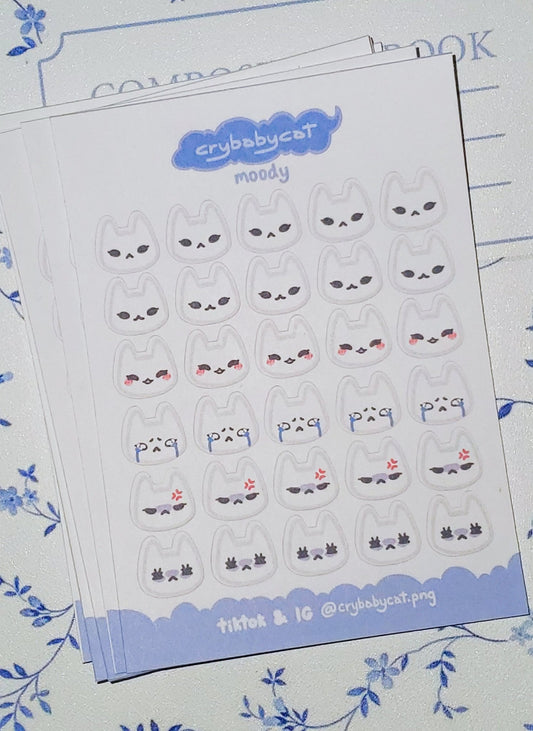 Moody - Mini Sticker Sheet - CrybabyCat Studio
