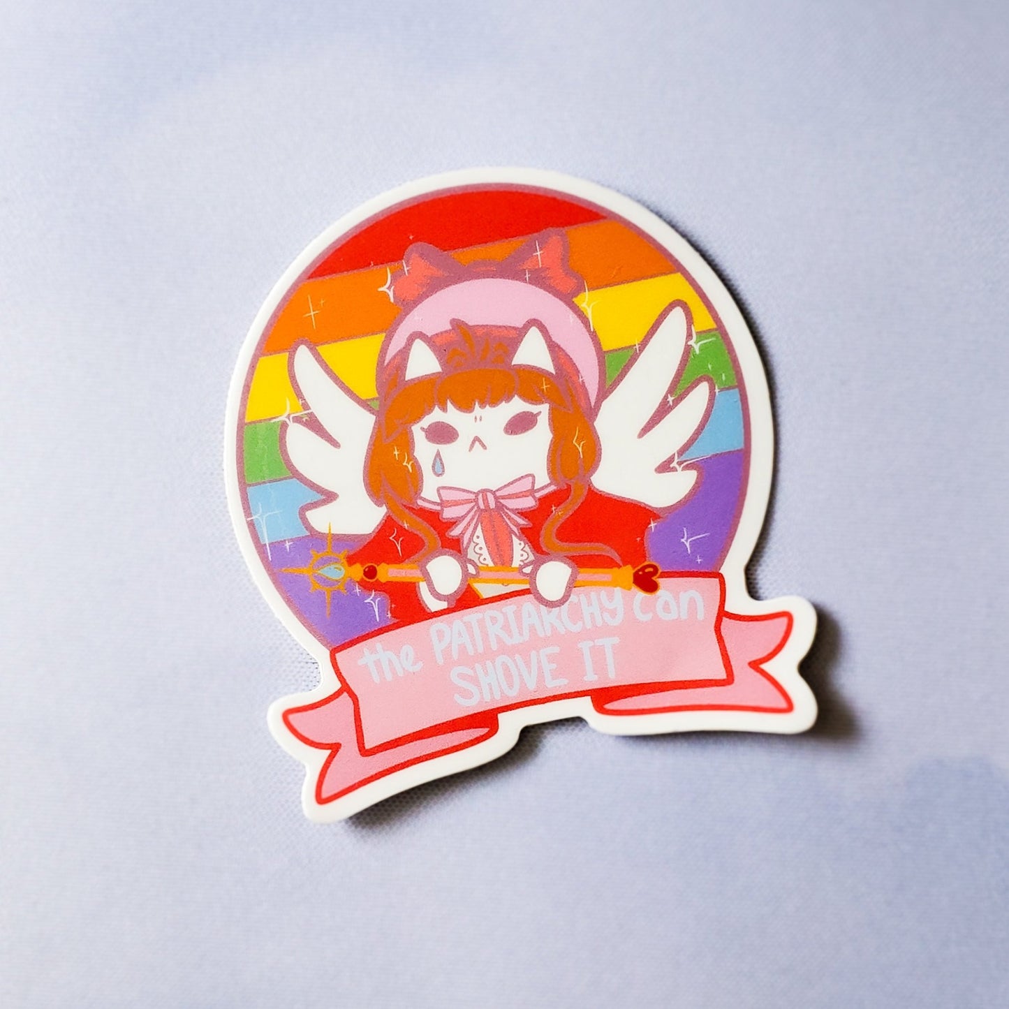 The Patriarchy Can Shove it - Pride π³οΈβπ 2024 Vinyl Sticker - CrybabyCat Studio