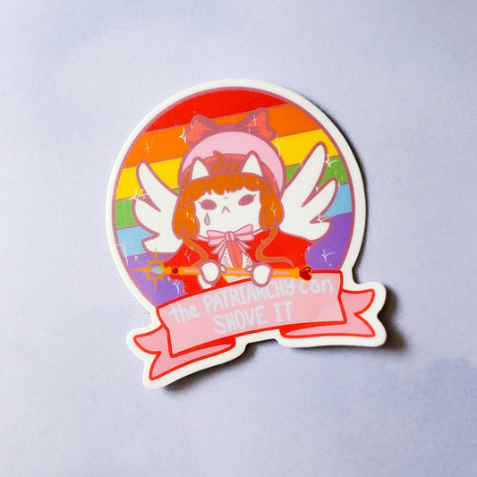 The Patriarchy Can Shove it - Pride 🏳️🌈 2024 Vinyl Sticker - CrybabyCat Studio