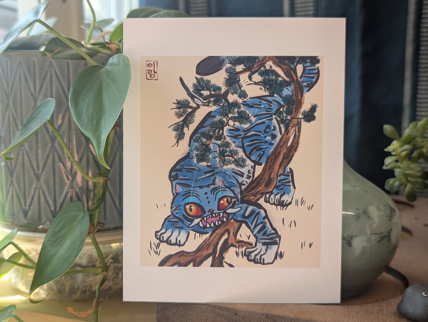 Tiger and Magpie (Derpy & Sussie) Minhwa | 1800s Unknown Korean artist Print - CrybabyCat Studio