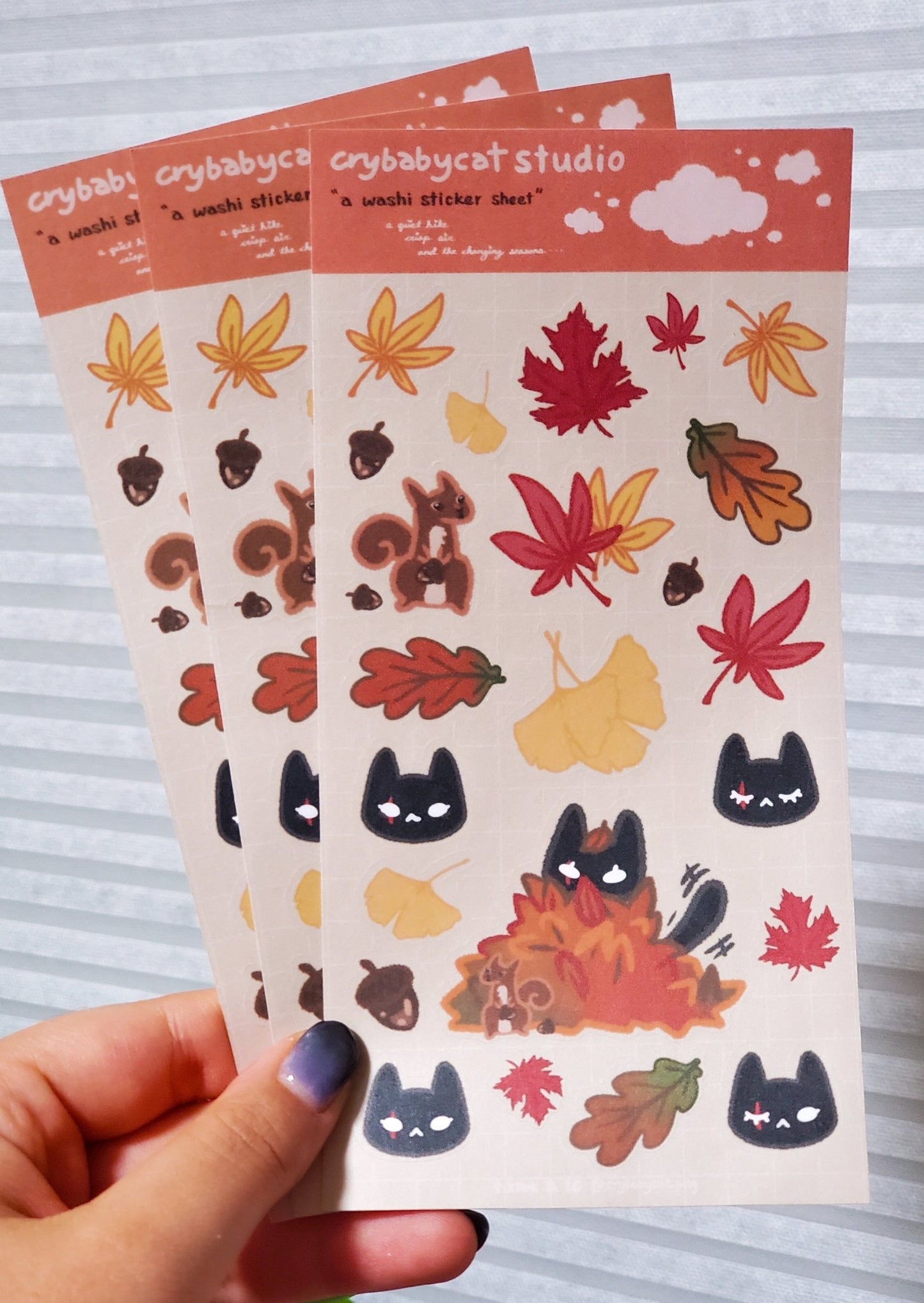 Autumn Leaves Autumn Breeze 🍁🍂 - Washi Sticker Sheet - CrybabyCat Studio