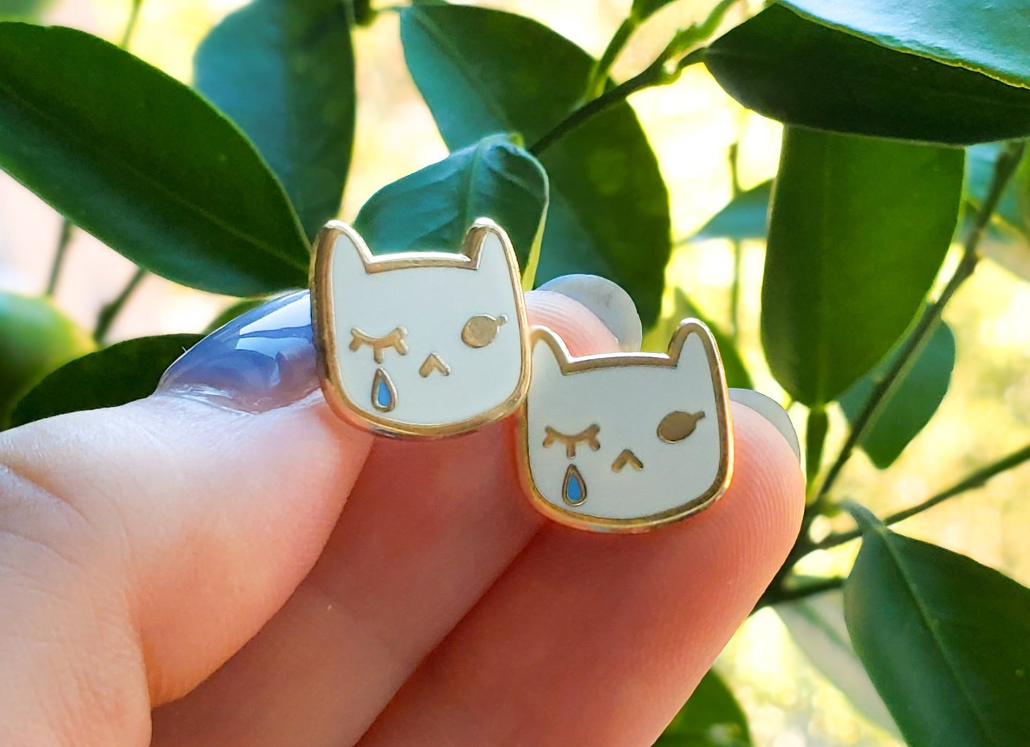 Bebi Face Gold Stud Earrings - CrybabyCat Studio