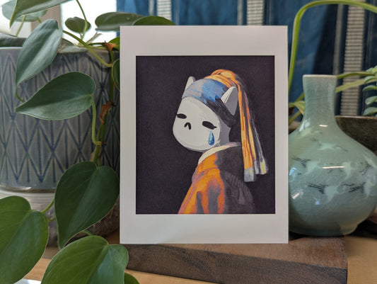 Bebi With a Pearl Earring (sans Pearl Earring) | 1665 Johannes Vermeer Print - CrybabyCat Studio