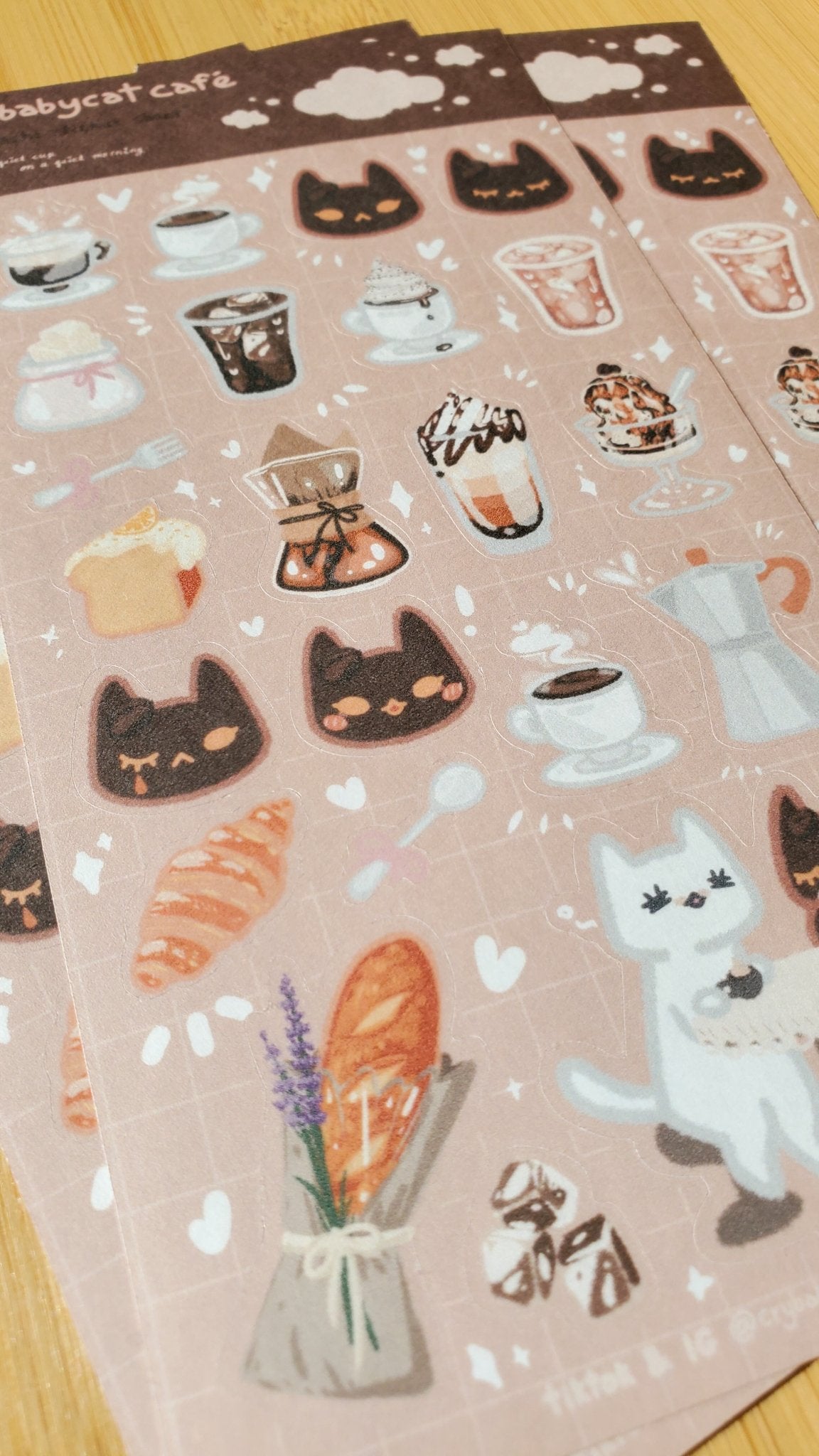 CrybabyCat Café ☕ - Washi Sticker Sheet - CrybabyCat Studio