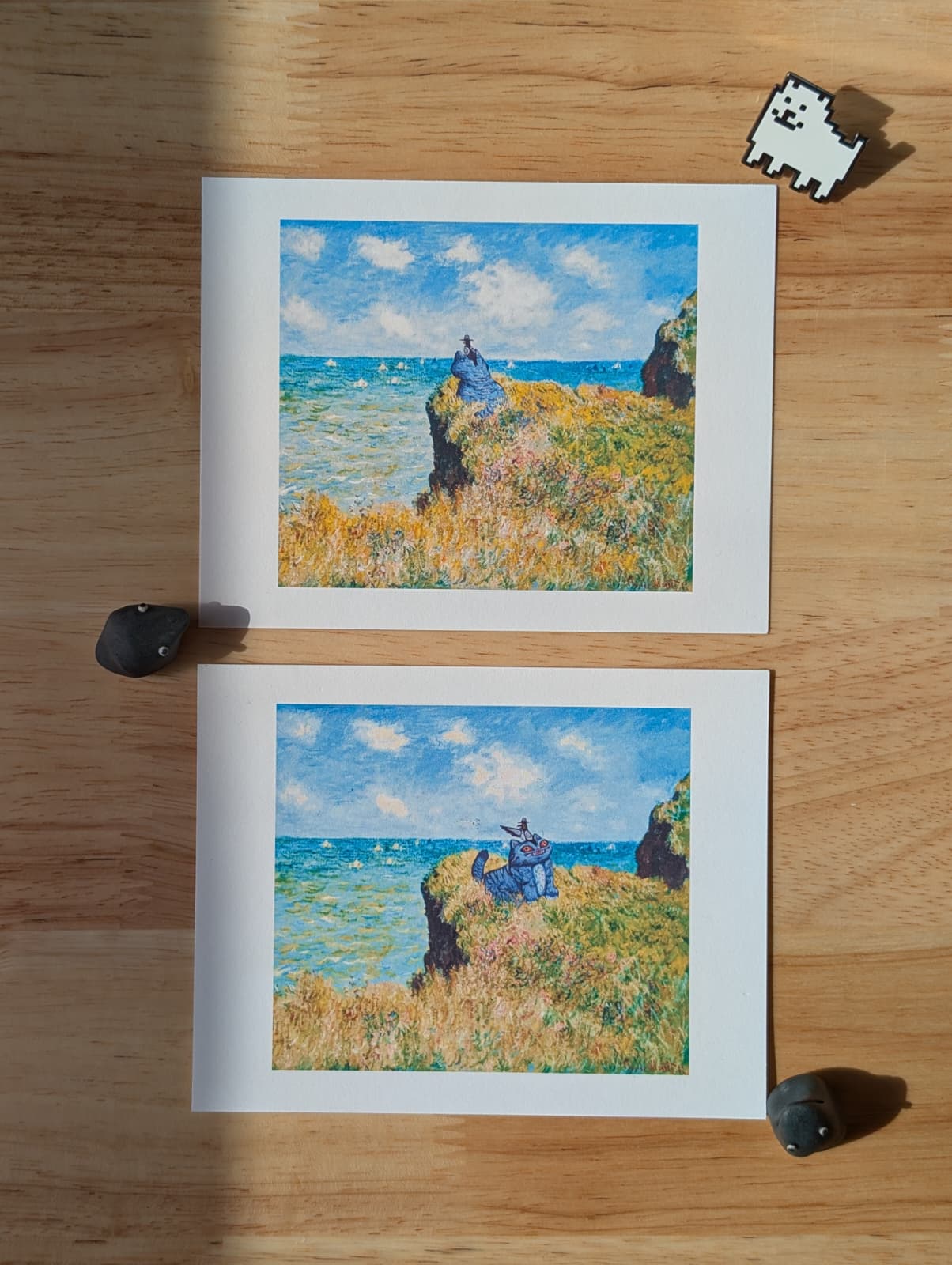 Derpy (and Sussie) in The Cliff Walk at Pourville | 1882 Claude Monet Print - CrybabyCat Studio