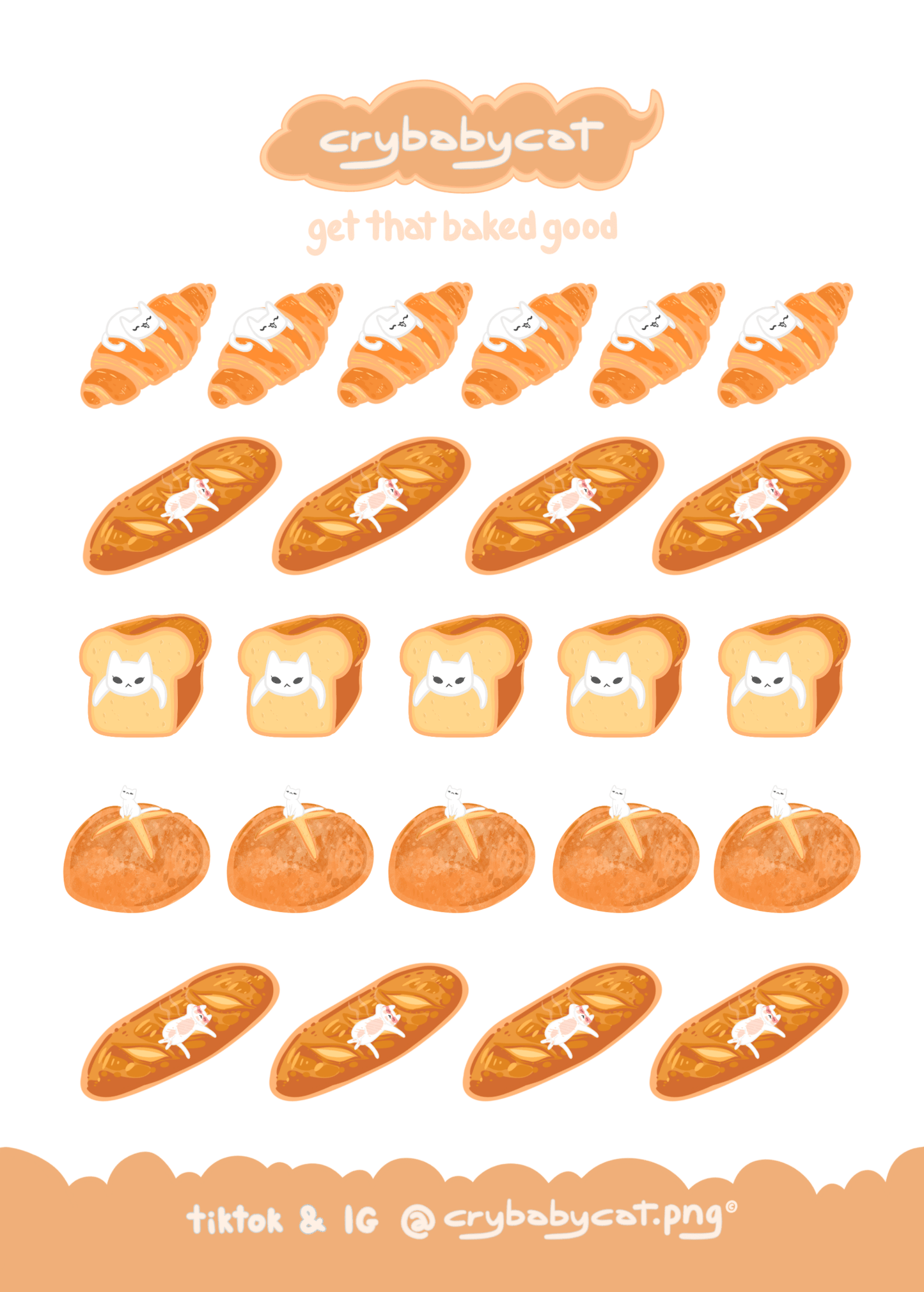 Get That Baked Good Mini Sticker Sheet - CrybabyCat Studio