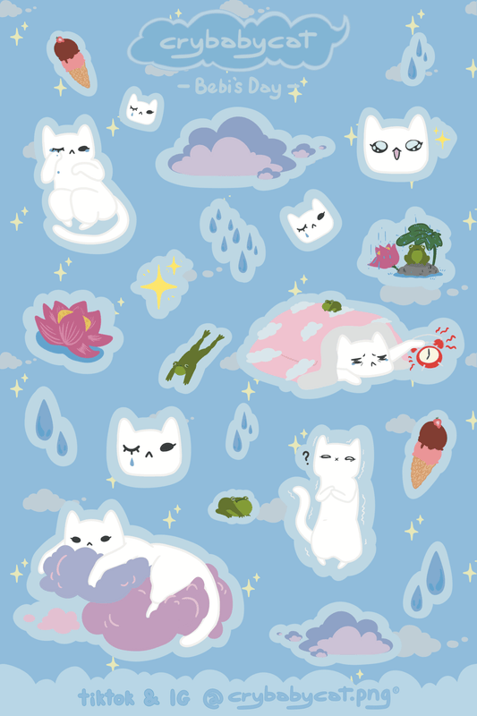 Rainy Day Sticker Sheet - CrybabyCat Studio