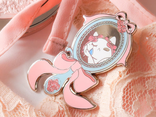 🎀 So Coquette 🎀 - Vintage Mirror Enamel Pin - CrybabyCat Studio